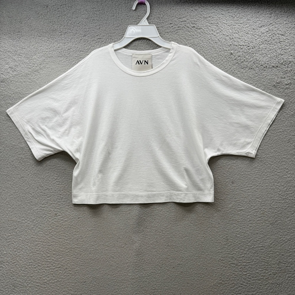 Avn AVN Womens Cotton White Short Sleeve T-shirt Blouse Top Size 44 EU XL USA